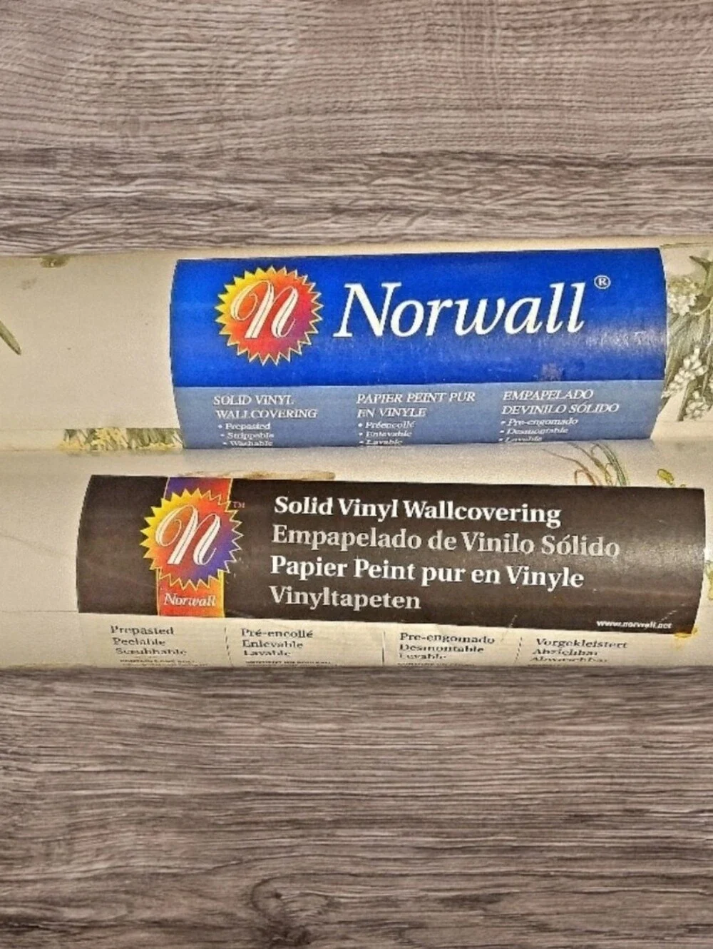 2 Vintage Wallpapers Norwall Country Floral Botanical Vinyl Wallcovering Rolls
